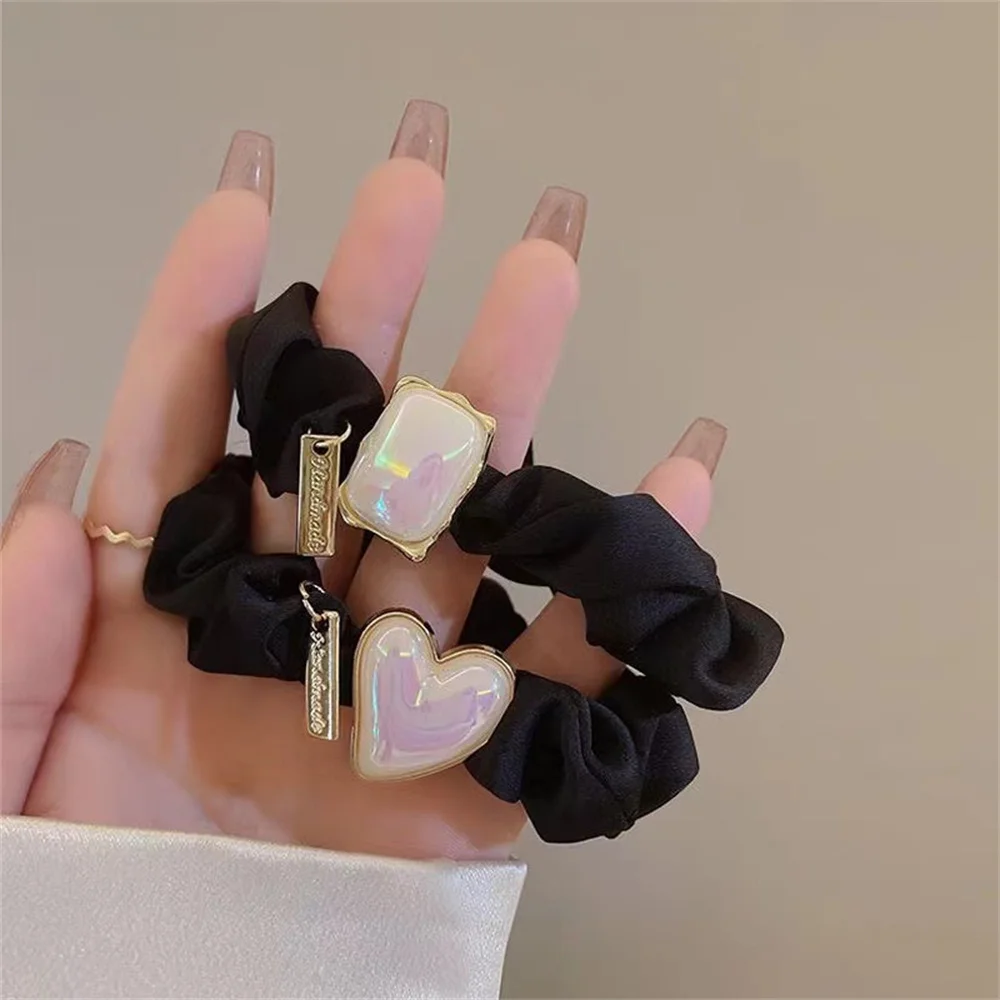 Fashion Circular Pearl H Letter Hair Rope Elegant Hair Ties Elastic Women Hairband Ponytail Holder Rubber Band Hair Accessories