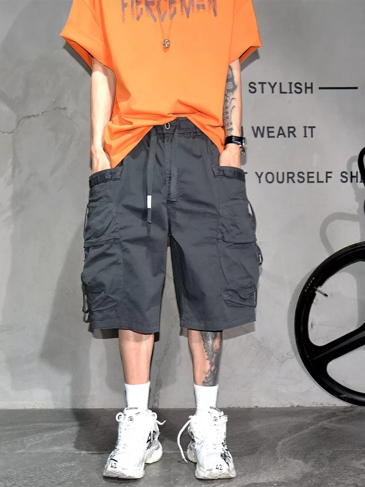Mens Cargo Shorts Summer Streetwear Baggy Fit Loose Oversized Wide Leg Large Pockets Casual High Quality Trendy Hip Hop Straight