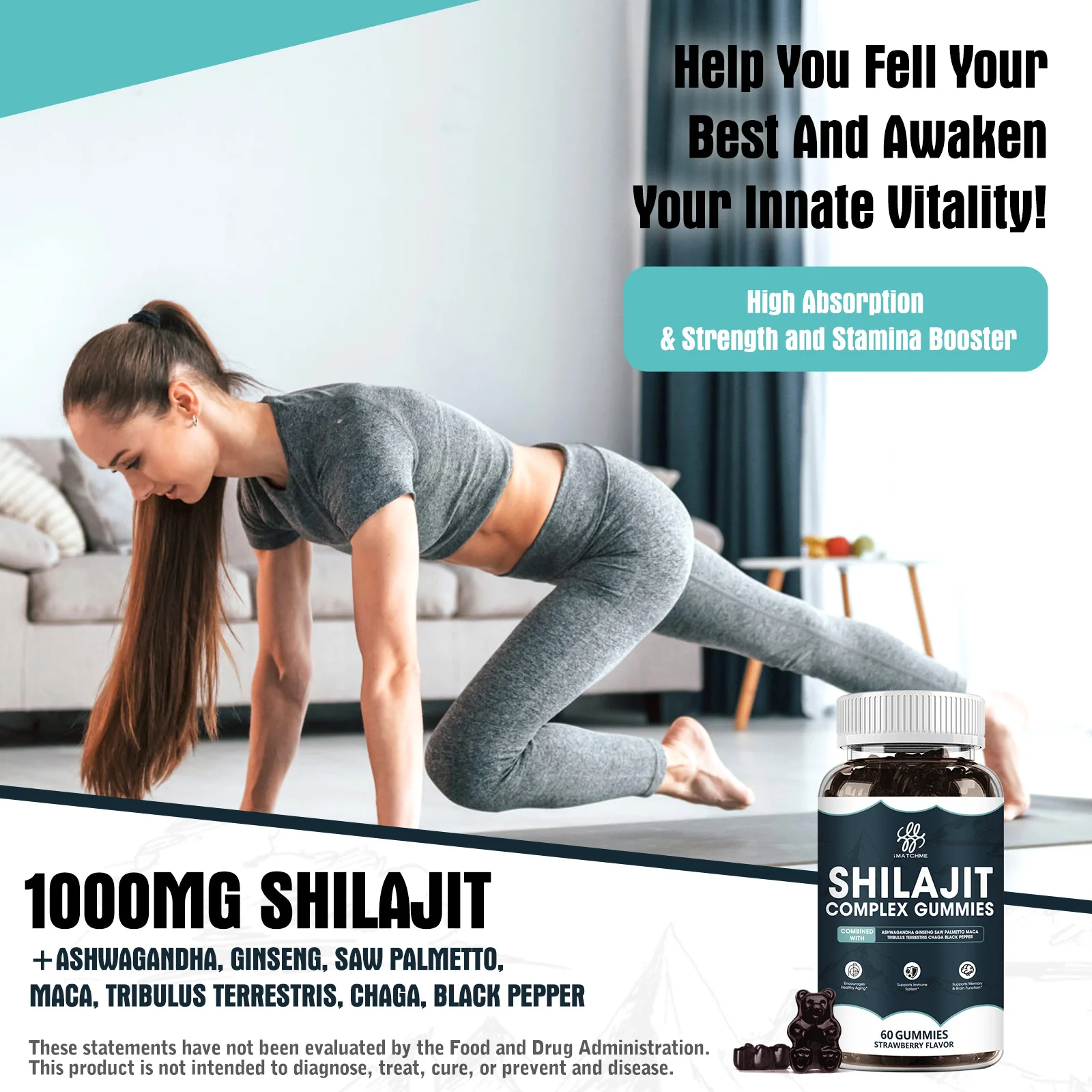 Sugar Free Shilajit Gummies for Men & Women – 85+ Trace Minerals & Fulvic Acid with Ashwagandha- Energy, Brain, Immunity