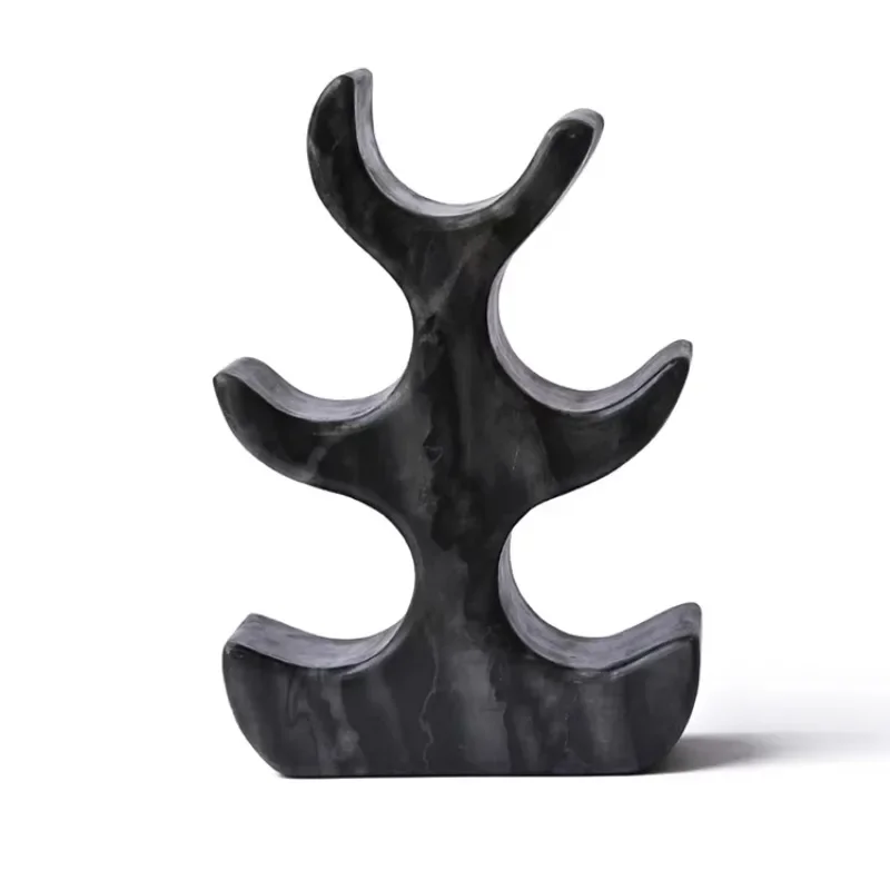 Modern Design Heavy Table Top Decoration Black Marble Wine Rack with 5 Bottle Holder Stand of Superior Quality at Low Price