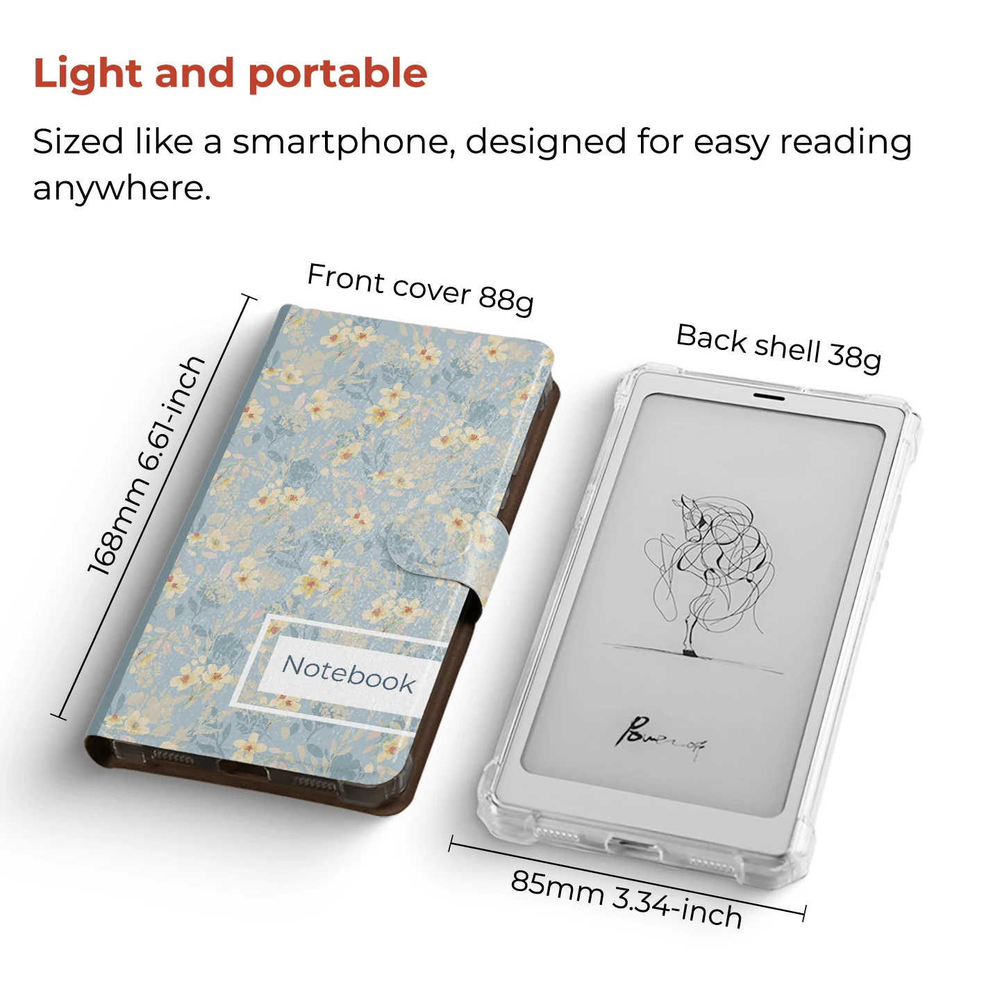 twosheep für Boox Palma2pro Palma2 Bigme Hibreak Pro Color Abnehmbare magnetische Schutzhülle mit Stylus-Slot, niedliches Blumenmuster – Detail 8