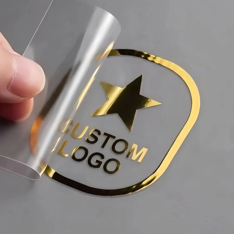 Image of 50 Stück Aufkleber, personalisierte glänzende Gold- und Silberaufkleber, individuelles Logo-Design, Transferaufkleber, 3D-UV-DTF-Hochzeitsetiketten, Firmenname
