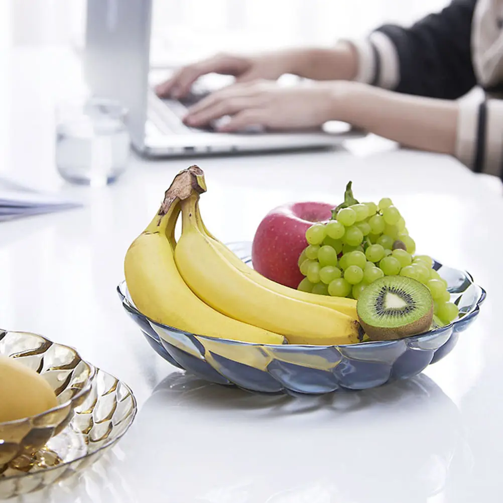 

Plastic Fruit Plate Snack Tray Desktop Bowl Serving Utensils Clear Plates Practical Petal Line Smooth Surface Fruit