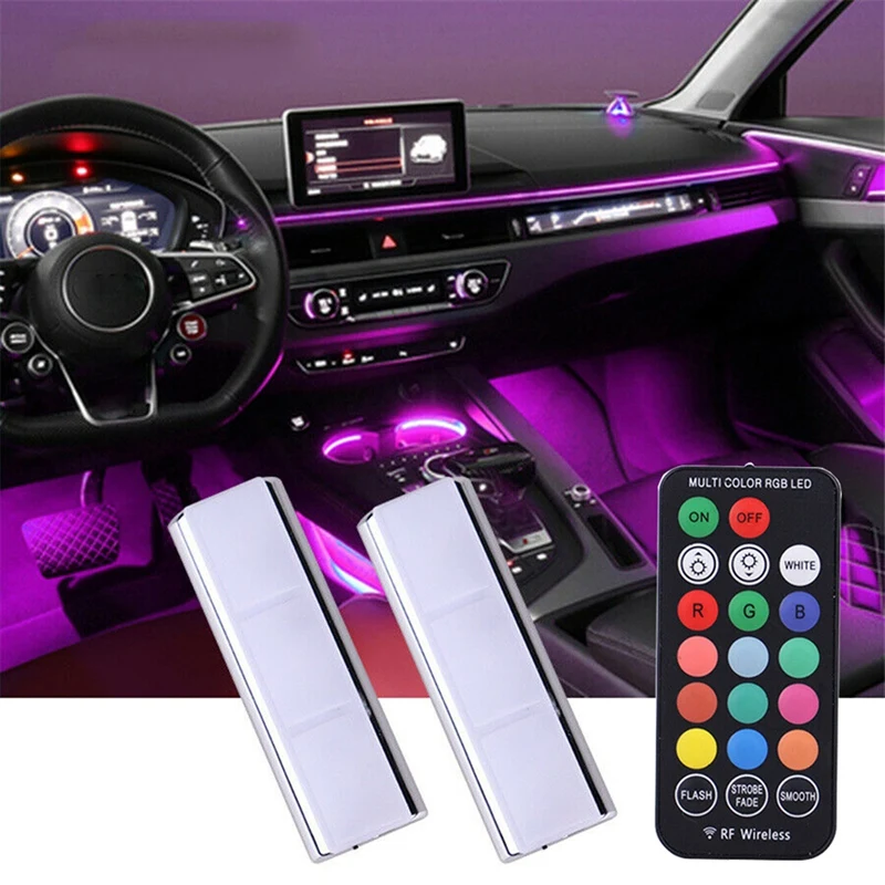 Car LED Interior Ambient Lights USB Strip Lights Wireless Remote RGB Foot Light Atmosphere Lamp Accessories