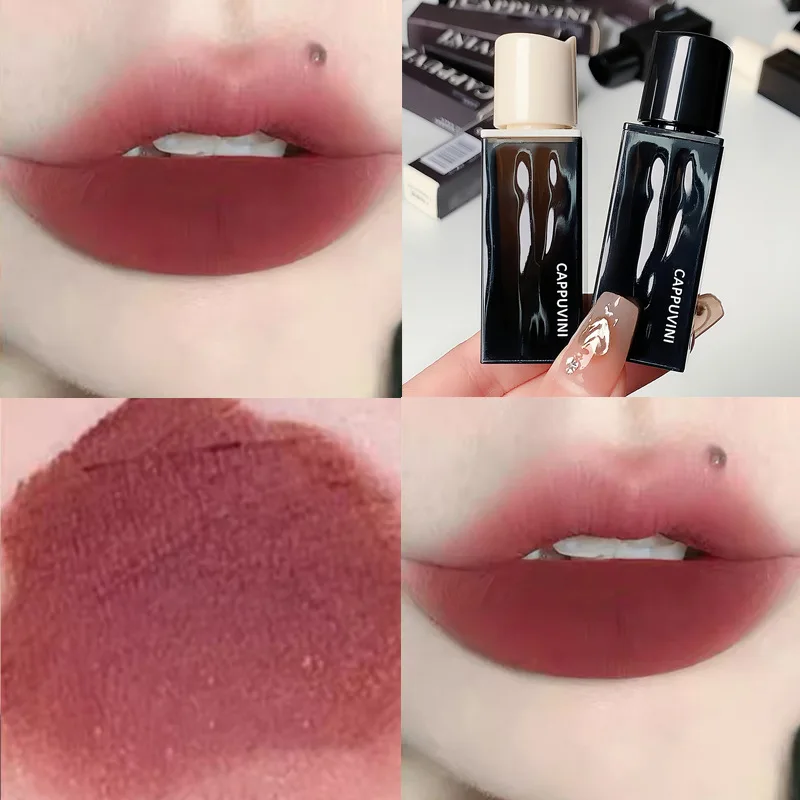 Cappuvini Water Wave Amber Lip Glaze White Matte Matte Lipstick Mud Feeling Velvet Lip Glaze Tint Mud Makeup Lip Glaze Cosmetic