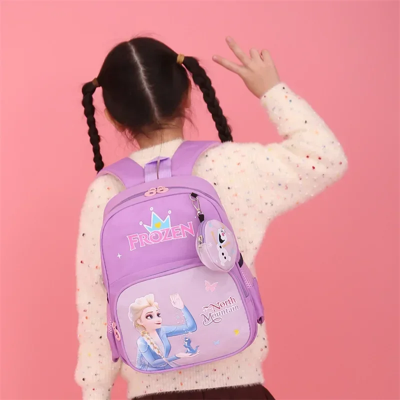 Disney Frozen Elsa Kindergarten Schoolbag Boys and Girls Backpack Princess Baby Cute Handbag Coin Purse