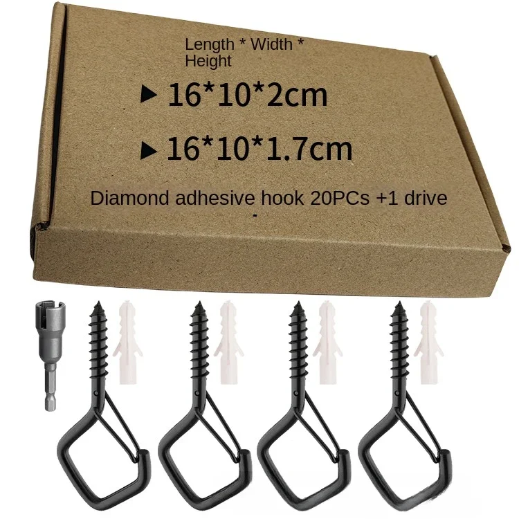 20pcs/box Q-shaped Hook DiamondHook Square Hooksheep's Eye Hook  Mark Shaped Anti Falling LightHook Screw Bonsai Hooks