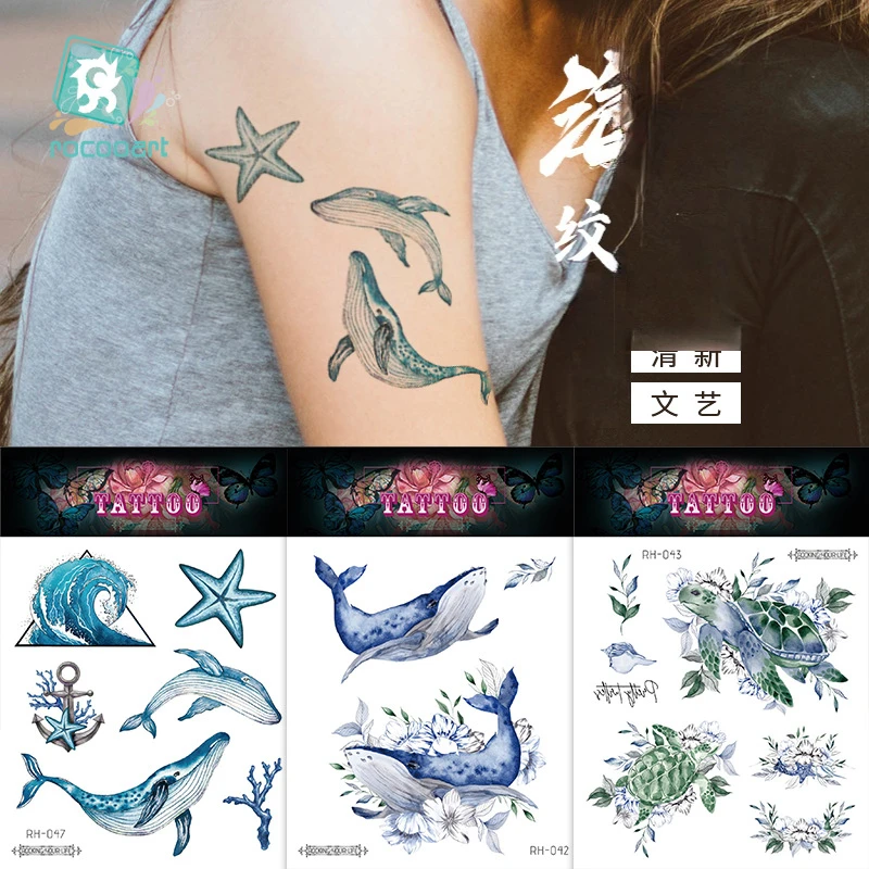 

Waterproof Marine Animal Tattoo Arm Collarbone Sexy Fashion Temporary Tattoos Sticker Size:150*105mm