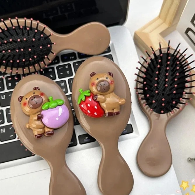 Accessories Head Massage Capybara Air Cushion Comb Anti-Static Handle Capybara Bow Comb Portable Funny Massage Comb Dormitory