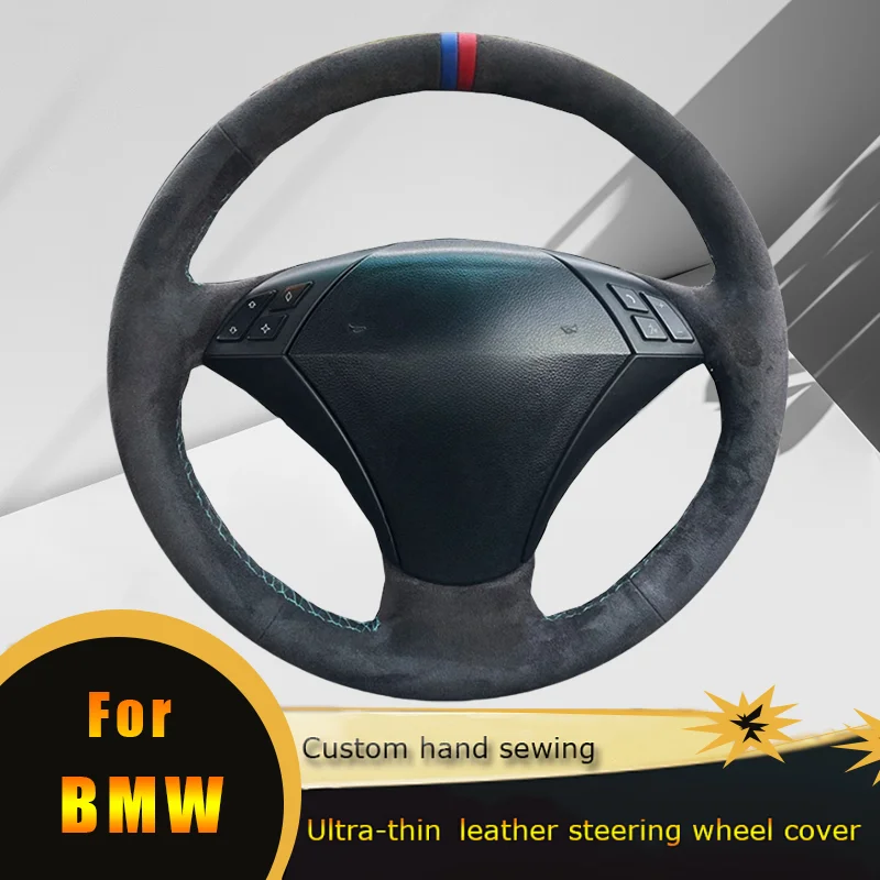 DIY Car Steering Wheel Cover Non Slip Perforated Suede Leather For BMW 523 530 523li 525 520li 535 545i E60 Car Accessories