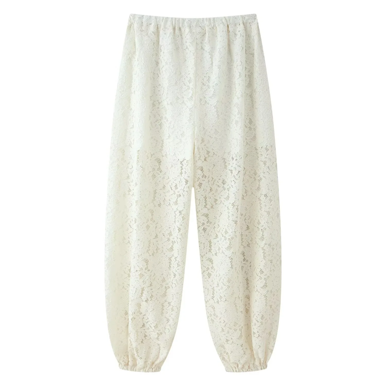 Withered 2026 European And American Spring New Style Stylish Lace Elastic Waist Loose Pants Casual Pants For Women