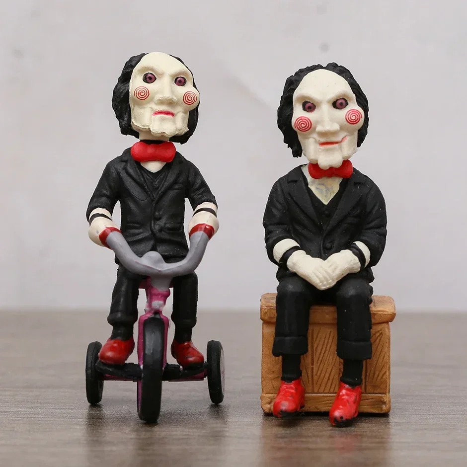 Horror Movie Theme Billy Key Ring Jigsaw From Saw PVC Figures Desktop Decoration Toys 5-5.5cm Set