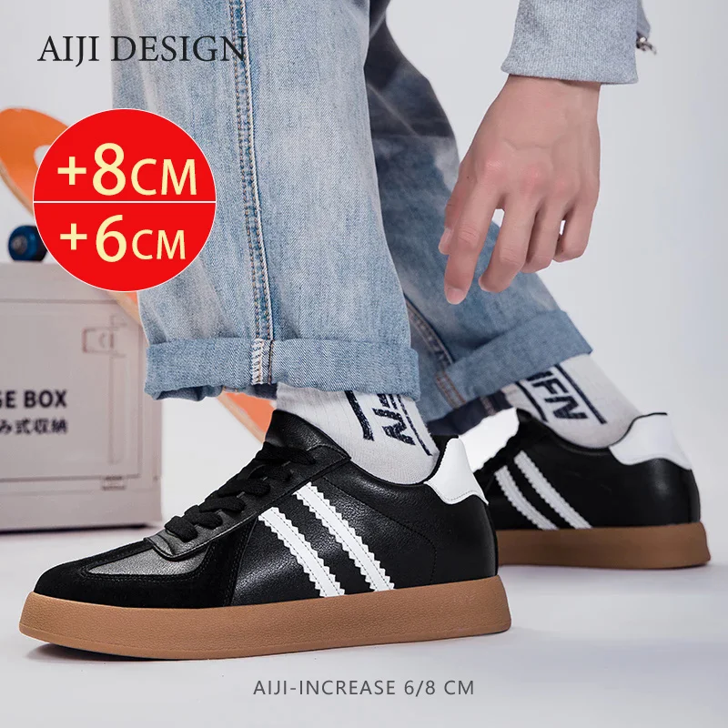 Luxury mens elevator shoes height increase invisible 8cm heighten increasing sports sneakers elevate taller lift leather shoes