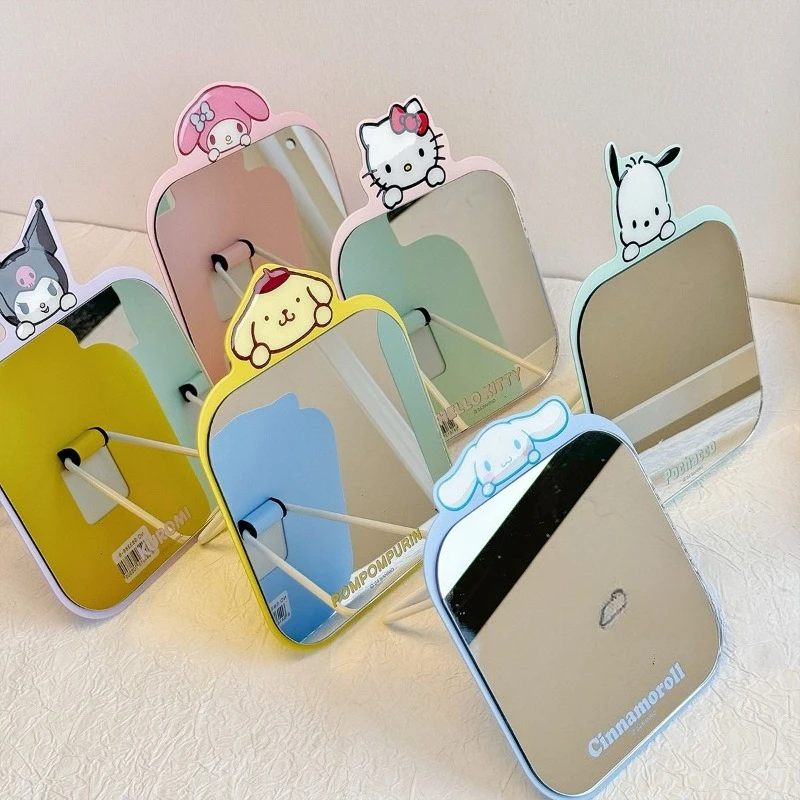 sanrio new Hello Kitty Kuromi My Melody Cinnamoroll mirror Desktop metal Cosmetic mirror Portable Good looks Fashion trend