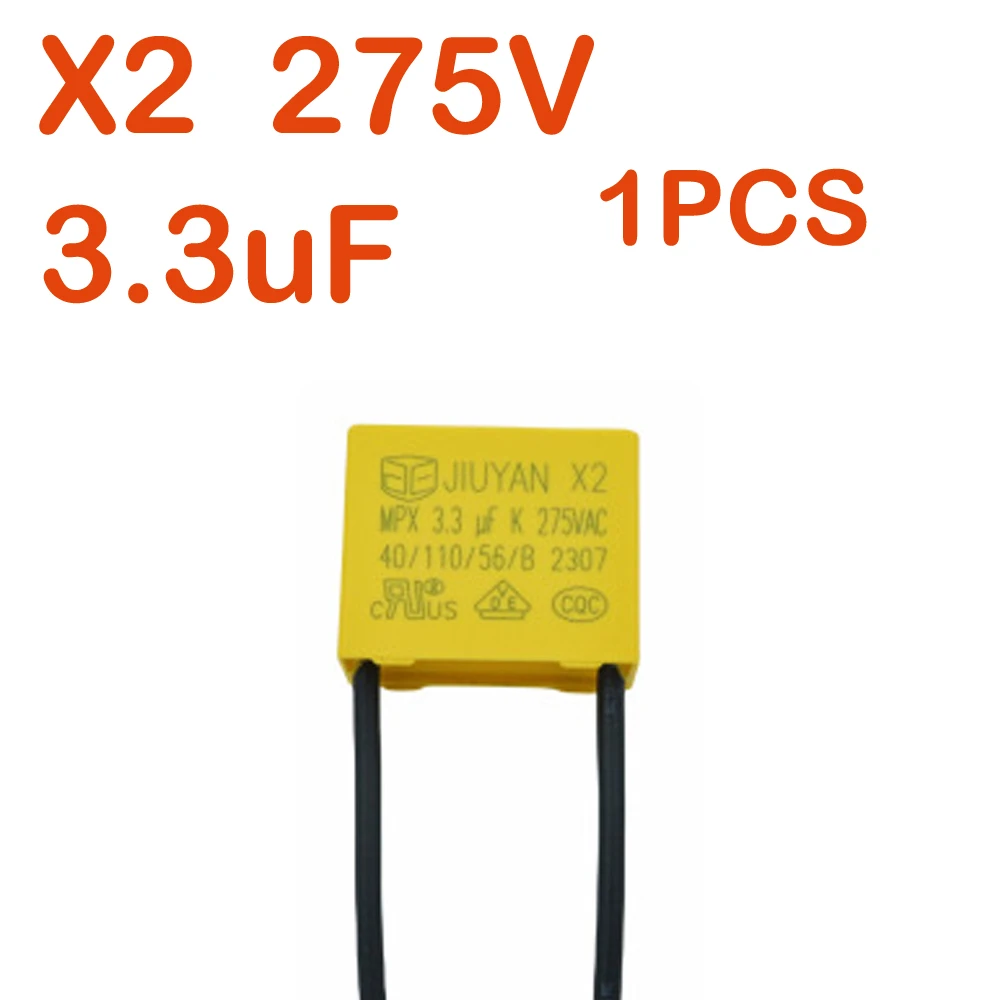 3.3uF X2 Safety Capacitor, 275V AC, Polypropylene Film, for LED Lights, Home Appliances, CE RoHS Certified