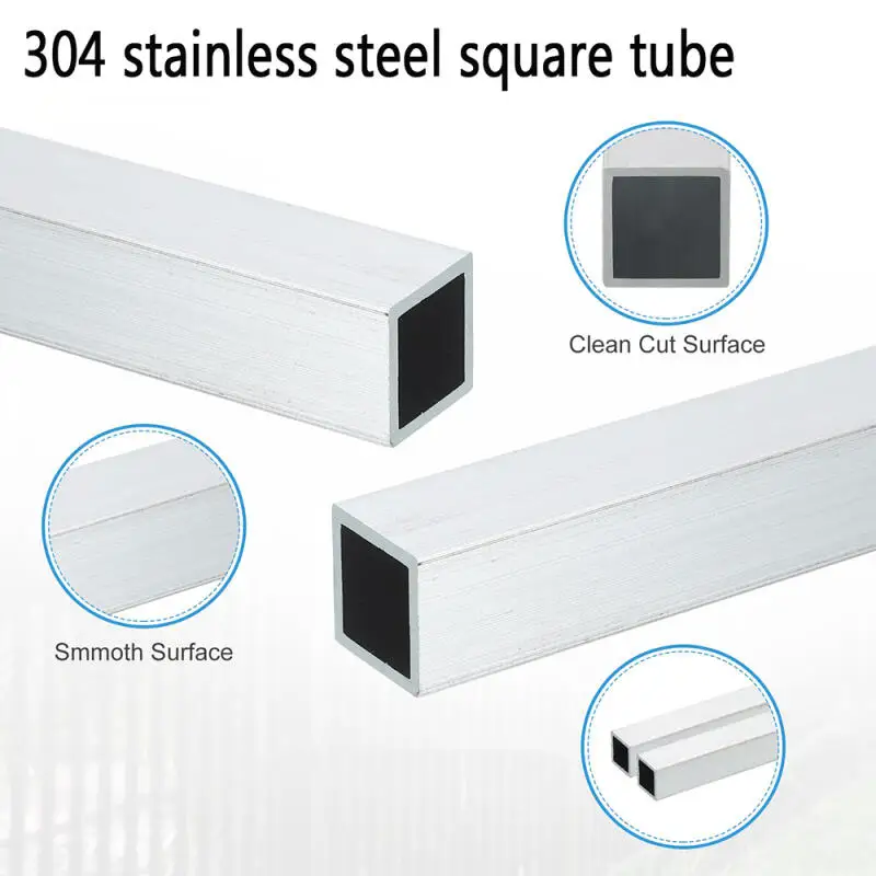 1PCS 304 Stainles Steel Square Tube 10-40mm Polished Structural Metal Pipe 1mm Thick Corrosion Resistant 250/300/500mm Length