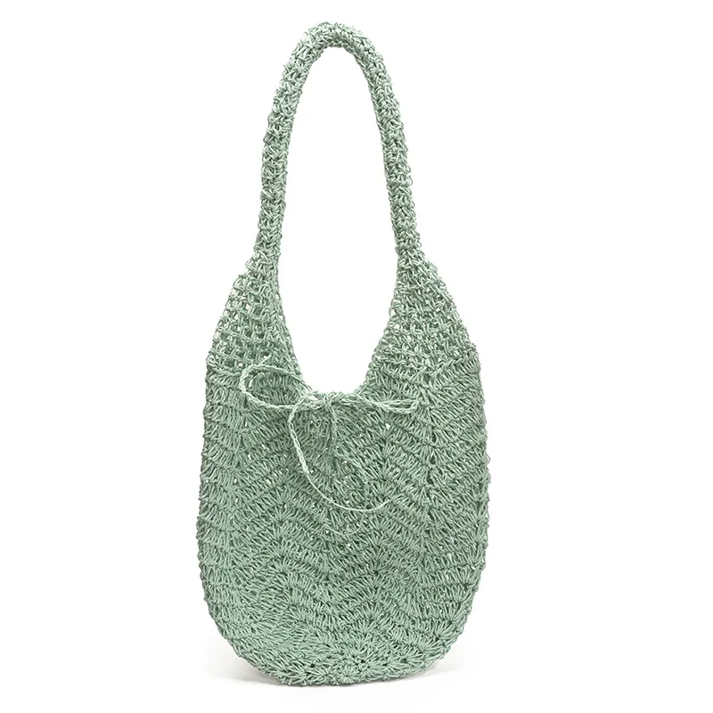 Полая пляжная сумка в стиле Ins 2025 — новая художественная трикотажная тканая сумка на одно плечо для отдыха на море