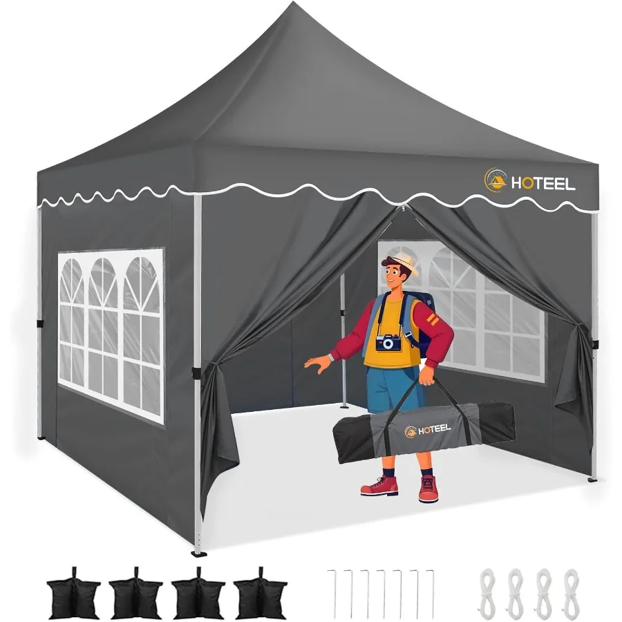 10×10 Pop Up Canopy UV 50+ y tienda de campaña impermeable con marco engrosado para grandes espacios al aire libre Fácil de montar y desmontar