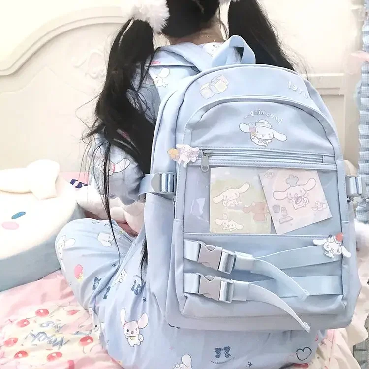 Kawaii Sanrio Schoolbag Cinnamoroll Mochilas Aestethic Women's Backpack Girl Campus Juniora High School Student School Supplies