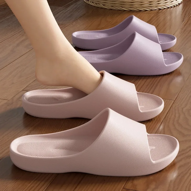 Couple EVA Platform Slippers Soft Breathable Non Slip Slides Lightweight Indoor Bathroom Shoes for Men Women view 2