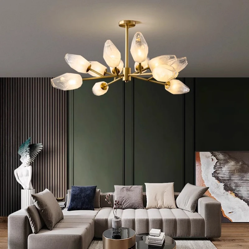 REVEN Customizable Luxury Flower Branch Glass Pendant Lamp Luster Cluster Dimmable with Remote for Hotel Lobby Villa Stairwell