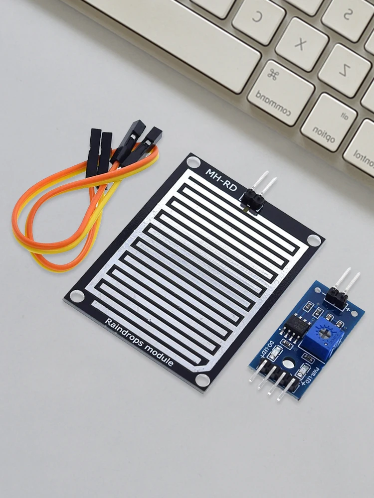 โมดูลควบคุมเซ็นเซอร์น้ำฝนรีเลย์3.3V-5V โมดูลเซ็นเซอร์วัดความชื้นใบมีดฝน LM393ความไวสูงสำหรับ Arduino