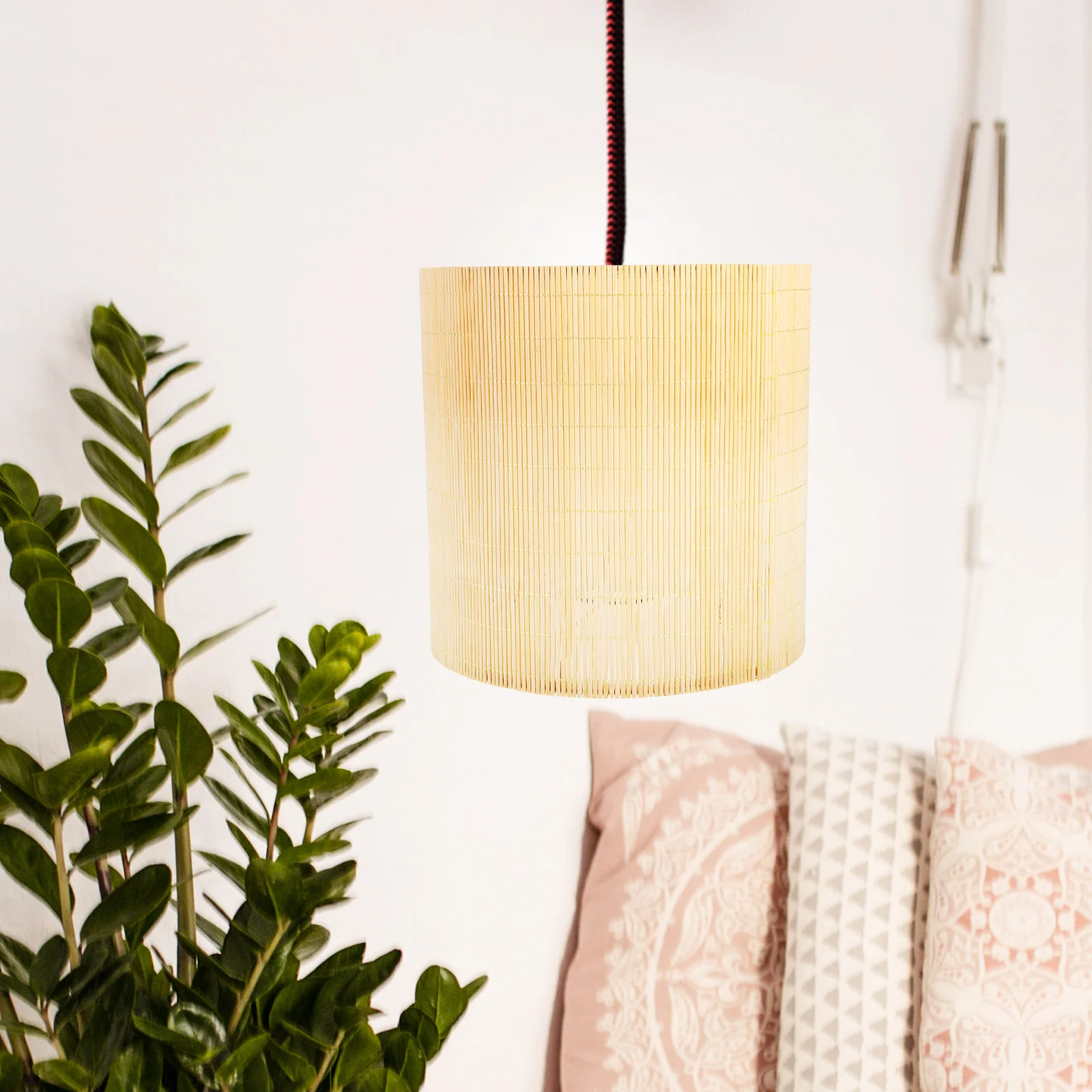 

Подвесной светильник, сменные абажуры, прямой цилиндр, только подвесной тканый абажур в стиле бохо, металлический