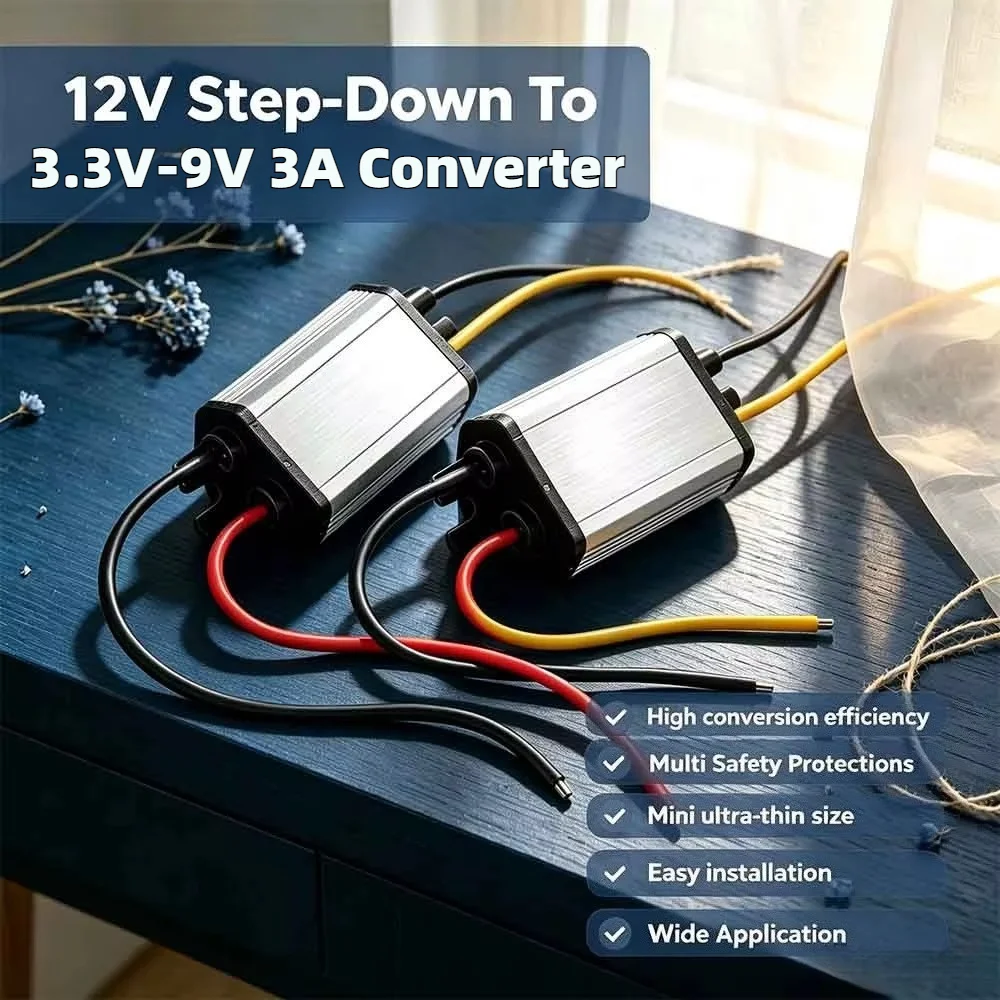 DC/DC 12V Step-Down To 3.3-9V 3A Converter 8-32V to 3-24V Power Adapter Module Voltage Transformer For DIY Automobile Sensor Etc