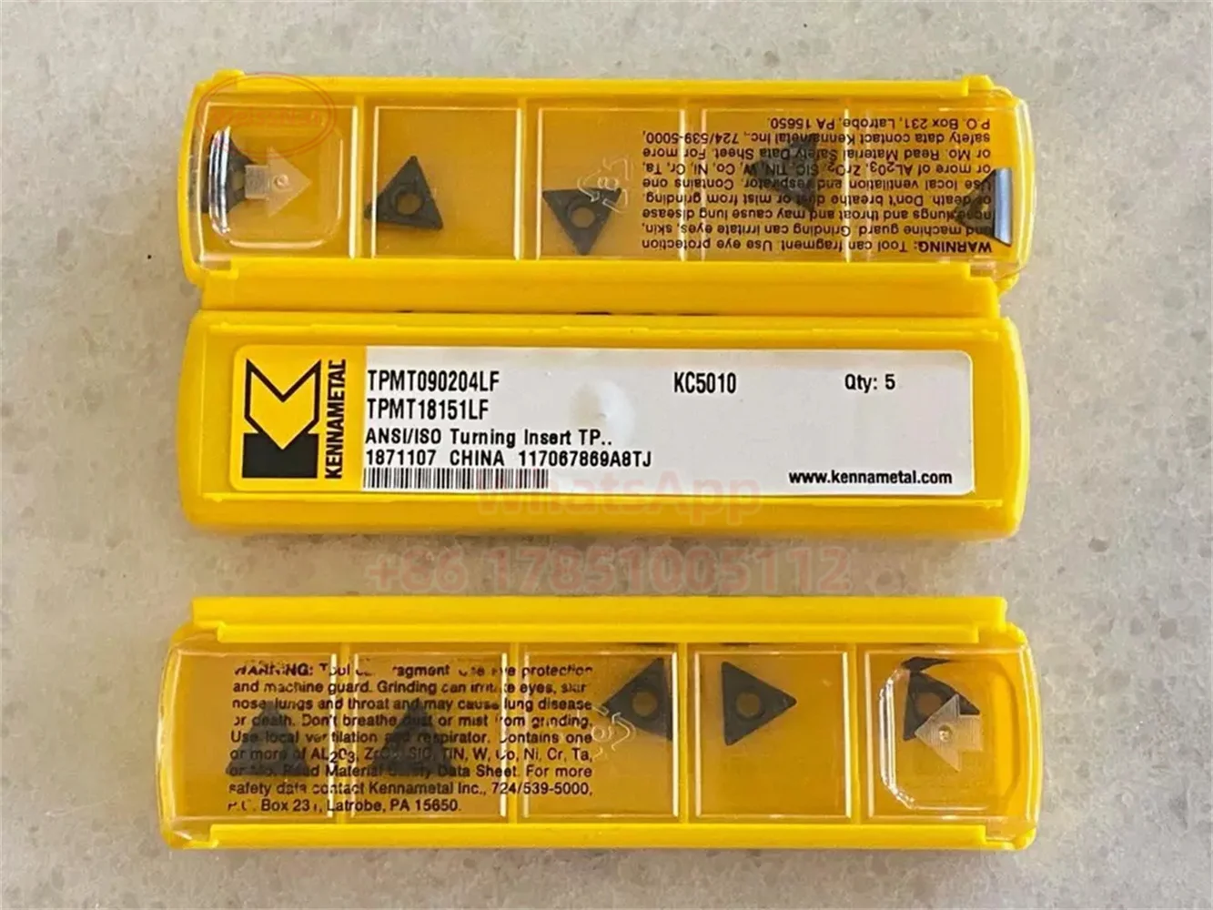 Kennametal-Inserts en carbure TPMT0902021905, TPMT0902041905, KC5010