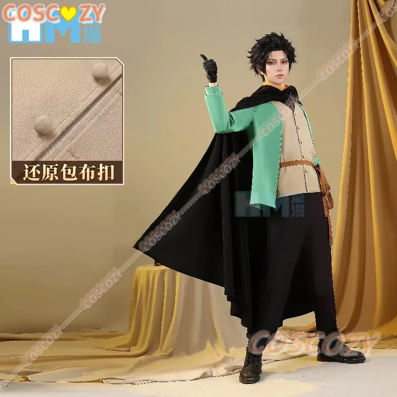 Natsuki Subaru Cosplay Costume Wig Anime Re:Life in A Different World From Zero Black Cape Green Shirt Pants Set Christmas Suit - view 2