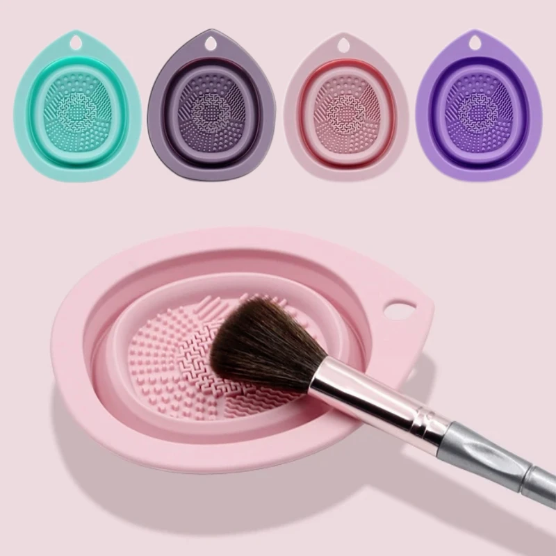 Silicone Makeup Brush Cleaner Folding Powder Puff Cleaning Bowl Eyeshadow Brushes Washing Soft Mat Beauty Tools Scrubber Box