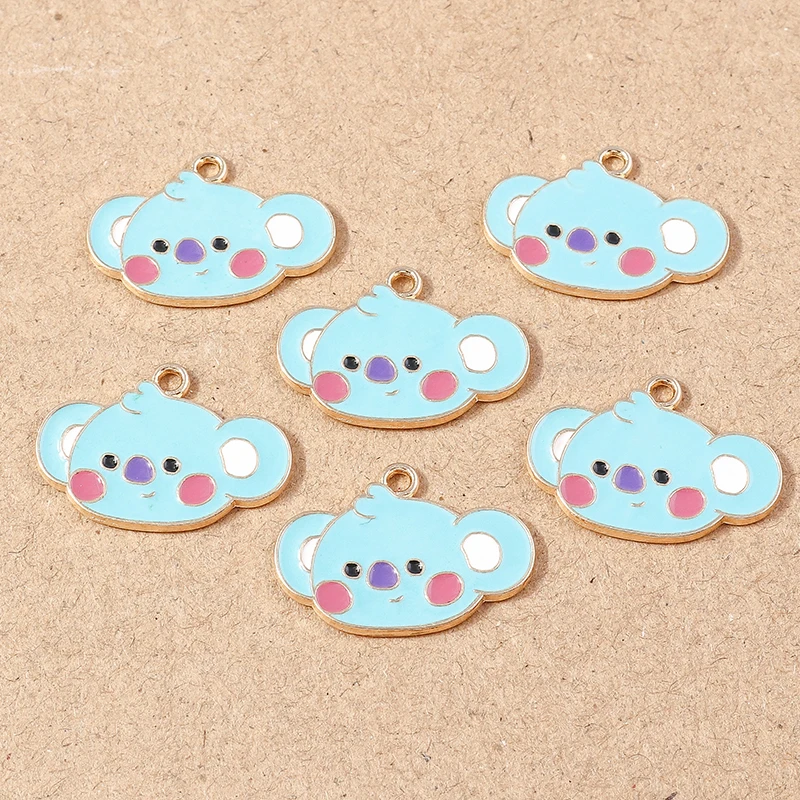 10pcs 24x17mm Enamel Animal Koala Charms Pendants for Making Earrings Necklace Bracelet DIY Jewelry Accessories