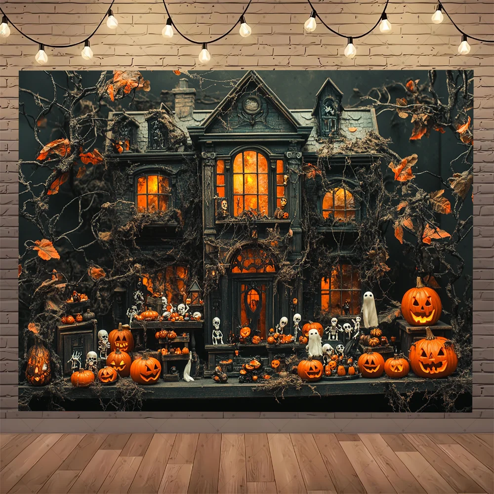 خلفية الهالوين، فوانيس اليقطين المضحكة، خلفية التصوير الفوتوغرافي لمهرجان الأطفال، ديكور حفلات أعياد الميلاد، دعائم كشك الصور