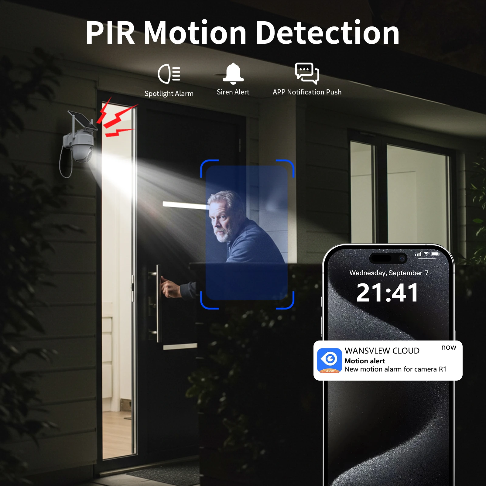 Galayou 2K HD 3MP Wireless Solar Camera Outdoor WiFi PTZ IP Camera Built-in Battery Video Surveillance Camera Human Detection