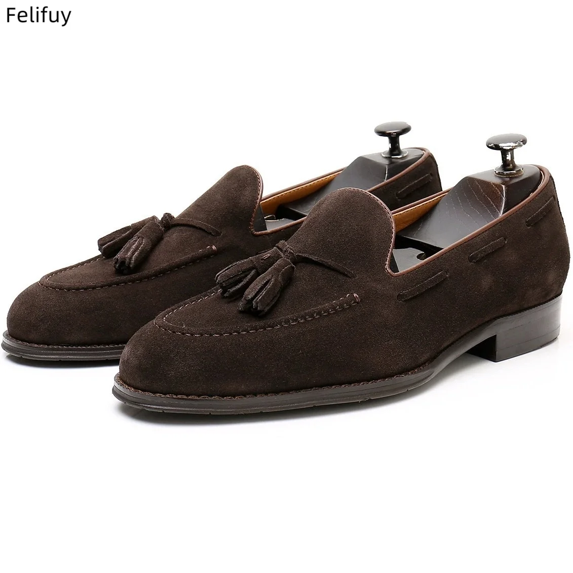 

Coffee Cow Suede Tassel Men Loafers Shoes Gentleman Casual Moccasin Genuine Leather Shoes Fringed Party Dress Shoes Man Zapatos