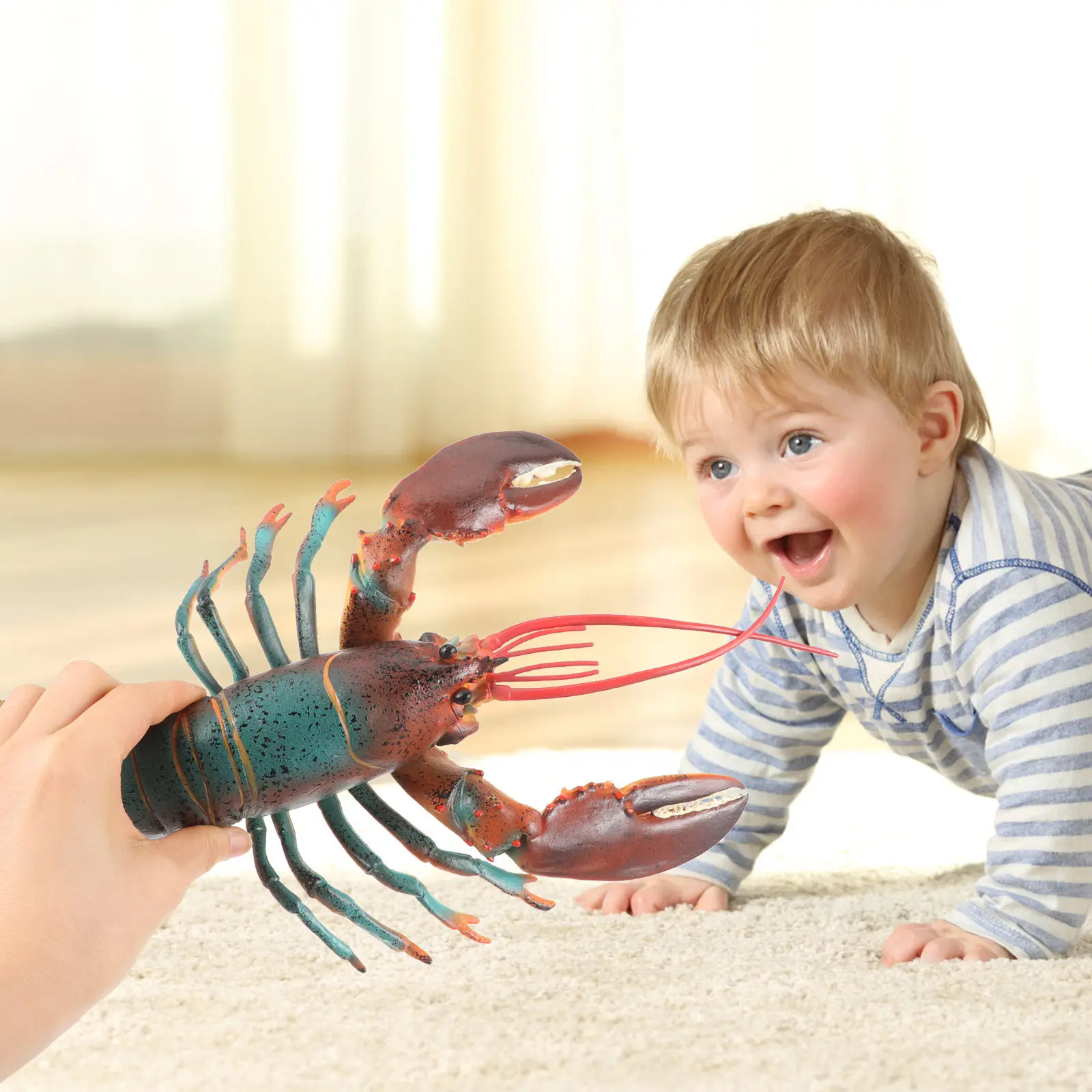 

Lifelike Plastic Lobster Figure Highly Detailed Simulation Animal for Kids Learning Safe Nature Discovery Desktop Craft Decor