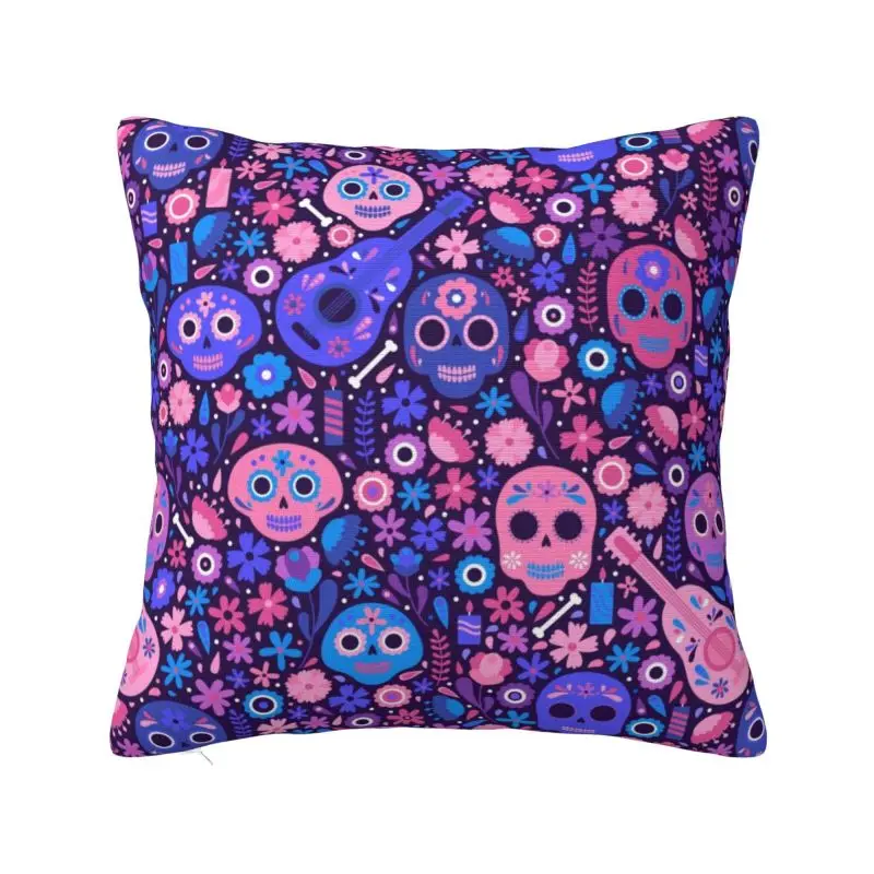 

Modern Day Of The Dead Cushion Cover Soft Mexican Sugar Skull Throw Pillow Case Home Decor