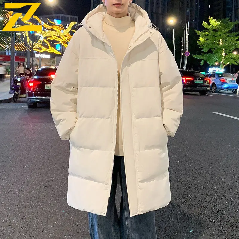 Brand Winter Long snow Parka Men's 2025 New Korean Trendy Lightweight Warm Down Cotton Padded Jacket Man Puffer Ski Padding Coat