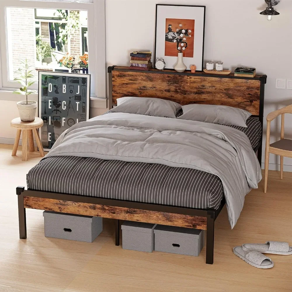 

Bed Frame, Platform with Storage Headboard, Strong Support Legs, More Sturdy, Noise-Free, No Box Spring Needed,Queen Bed Frame