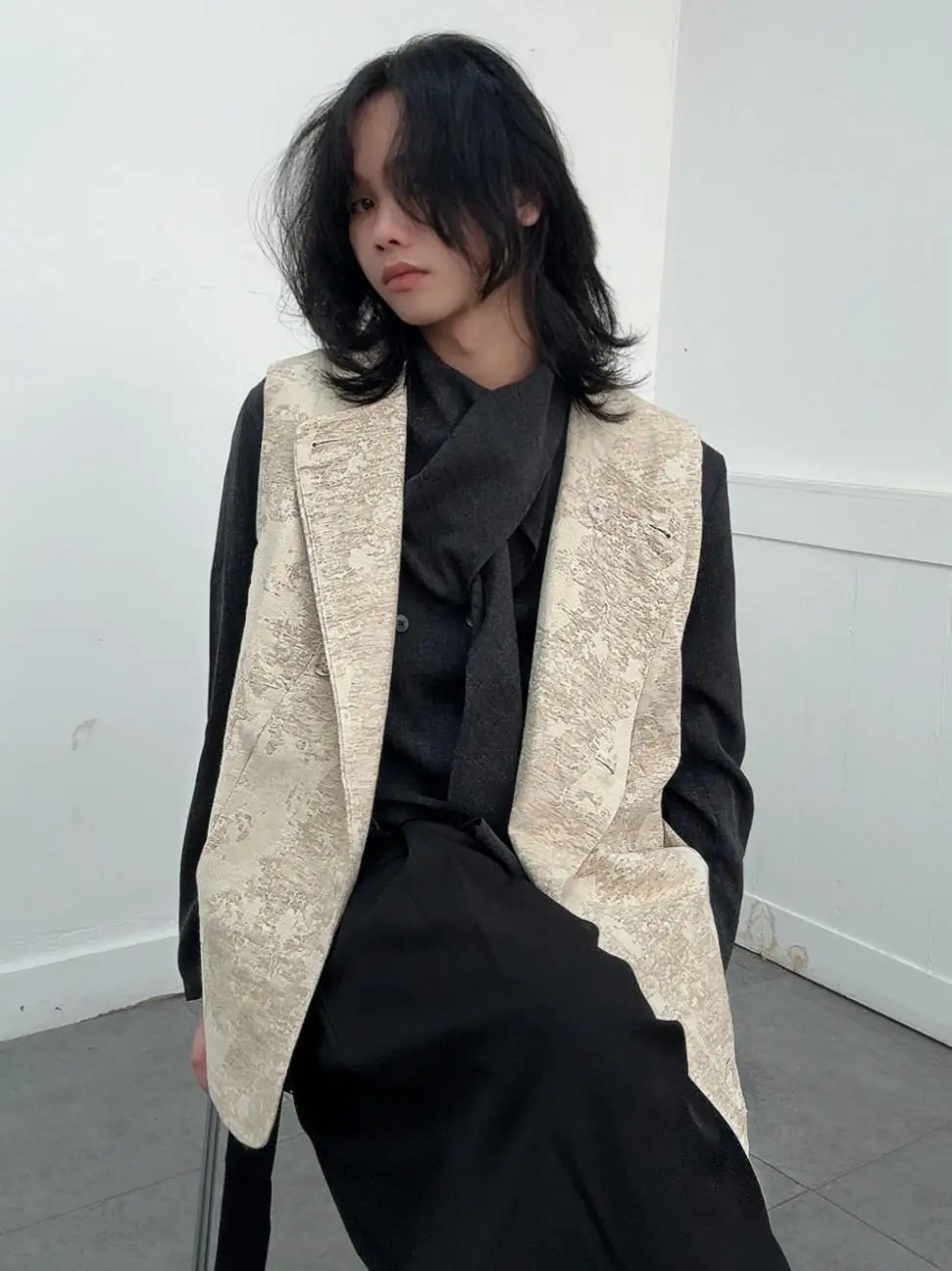 

Retro Wabi-Sabi New Chinese Sle Vest Jaet High-End Flax Embroidery Top Men's Faion Loose Fit ort Sve Jaet