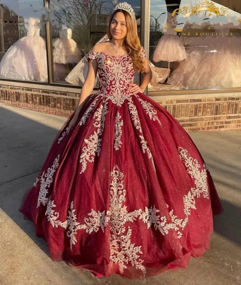 Angelsbridep Off-Shoulder Quinceanera Ball Gown Vestidos De 15 Anos Vintage Lace Princess Party Gowns ที่กําหนดเอง