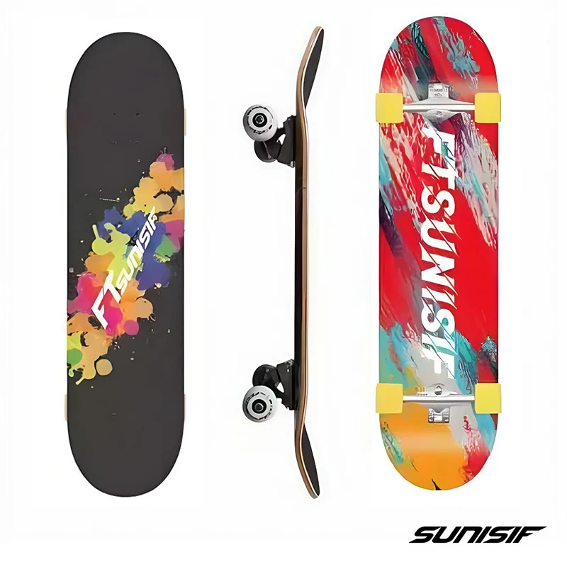 

Complete Skateboard 31.8 inch 7 Layer Canadian Maple Double Kick Concave Standard and Tricks Skateboards for Kids and Beginners