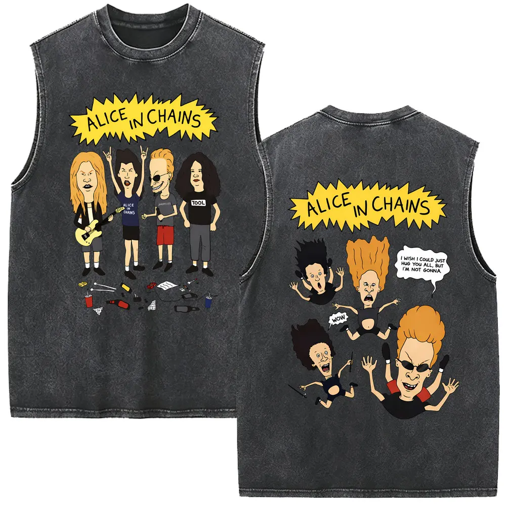 Rock Band Alice in Chains Dirt Merch Vintage Washed Tank Tops Men Women Gothic Punk Pop Music Oversized Sleeveless Vest T-shirt
