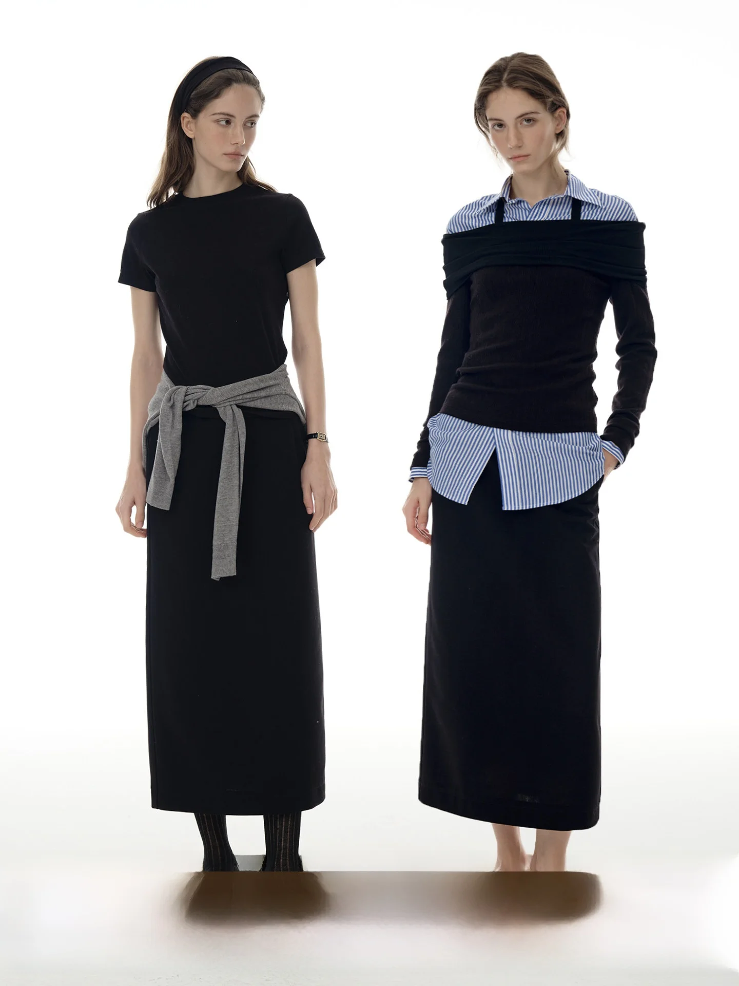 

Bla High Waist Straight Cut Drapey Suit Skirt for Women Commute Sle Ele Slit Midi Skirt Wool Blend Polyester Blend