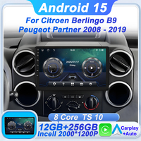 Car Radio Player For Citroen Berlingo B9 Peugeot Partner 2008 - 2019 Wireless CarPlay Android Auto 2din GPS Navigation 5G Wifi