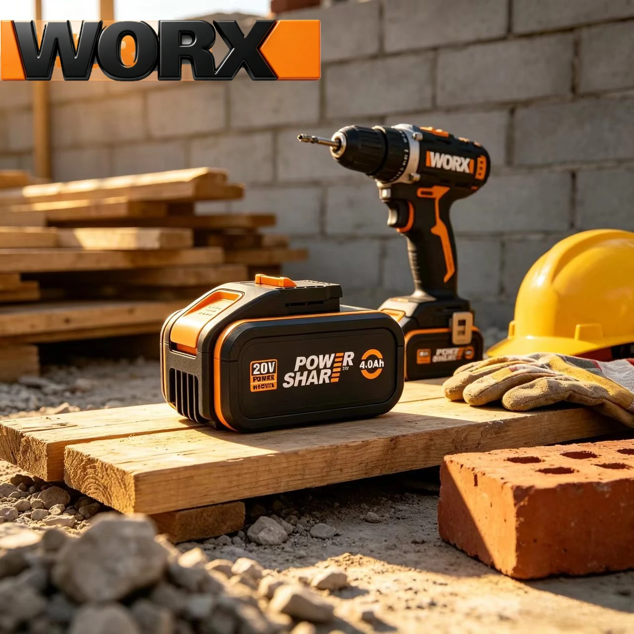 

2026 100% Original WORX 20V 4.0Ah 6.0Ah 18650 Lithium Battery PowerShare WA3551 WA3553 WA3578 for All WORX Cordless Power Tools