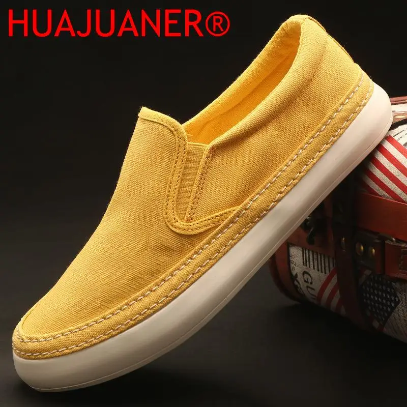 2023 Men's Casual Shoes Breathable Canvas Shoes Lightweight Men's Vulcanized Shoes Soft Flat Shoes Outdoor Mens Sneakers Loafers