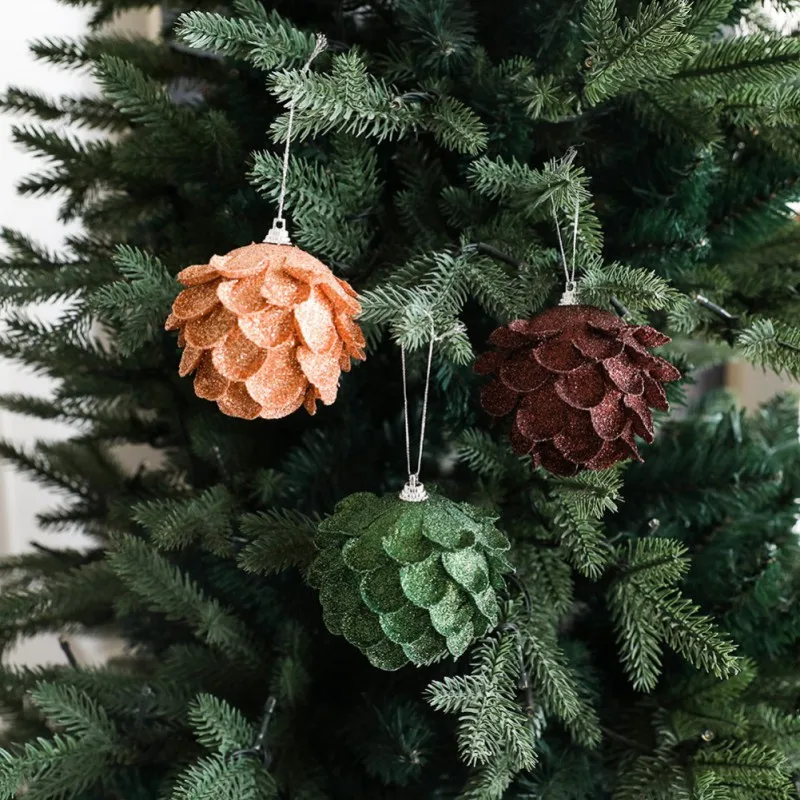 1/3pcs Christmas Tree Ornaments Hanging Glitter Balls Petal Shape Pine Cones Ball Merry Christmas Decoration for Home Navidad