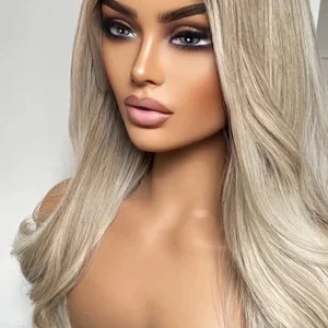 Ash Blonde Synthetic Wig Lace Front 13x4 HD Glueless with Natural Roots Loose Wave Long Hair for Women