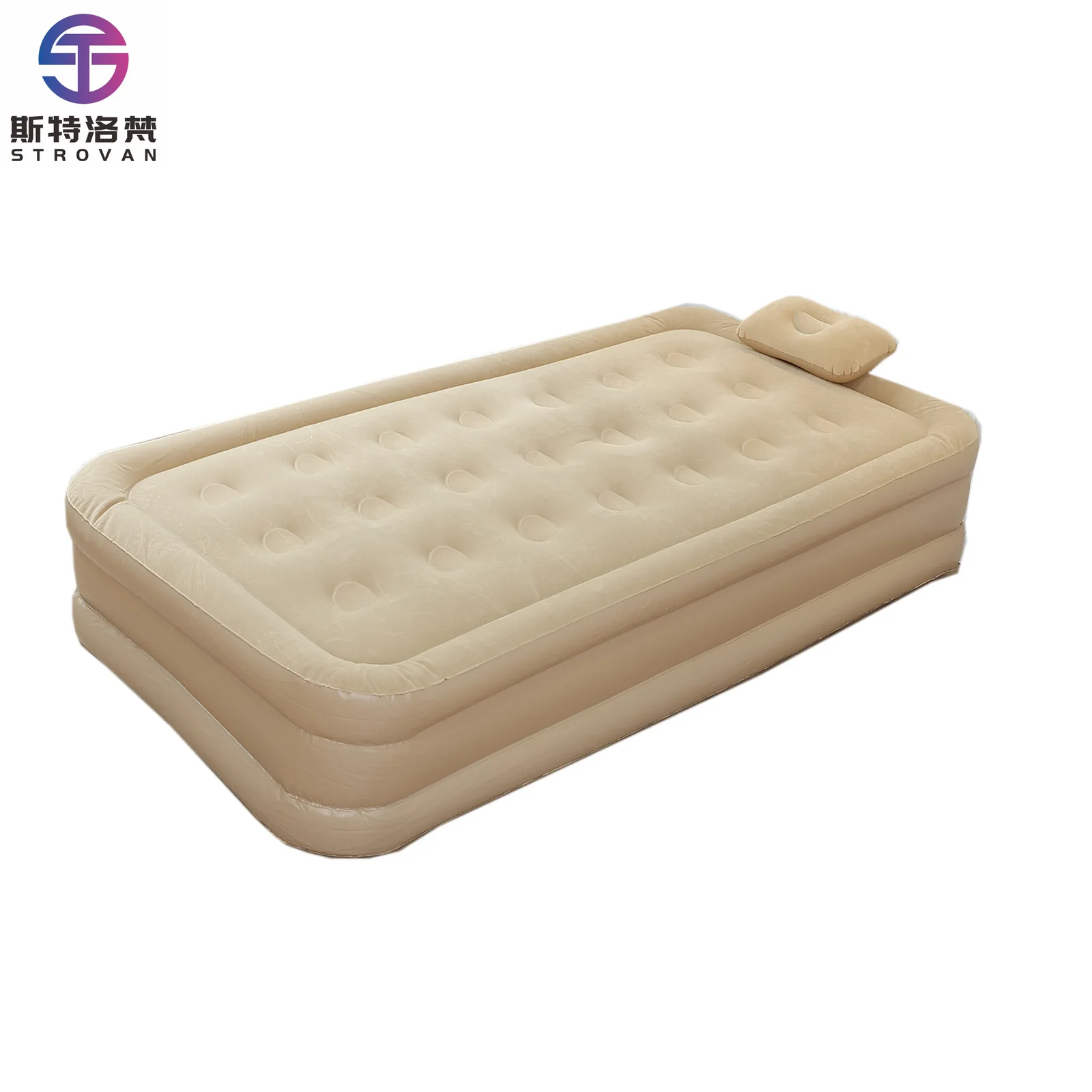 

STLF WJW New Outdoor Inflatable Mattress Flocked PVC Inflatable Bed Built-in Pump Single and Double Size Automatic Inflatable Ma